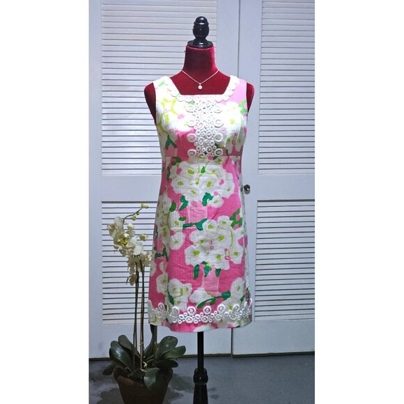Lilly Pulitzer Women's 100% Cotton Floral Pattern Adeleson Shift Dress Sz 4 2445 - Picture 1 of 12